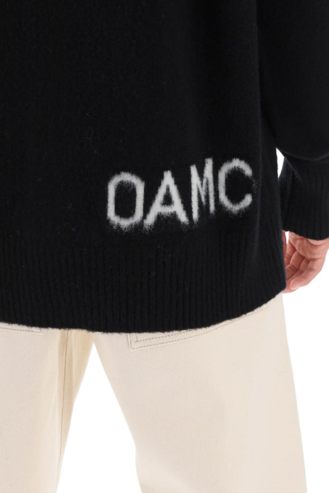 wool sweater with jacquard logo