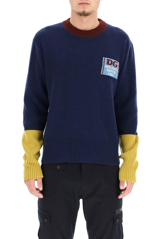 wool sweater with logo patch