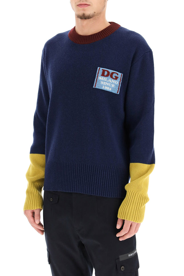 wool sweater with logo patch
