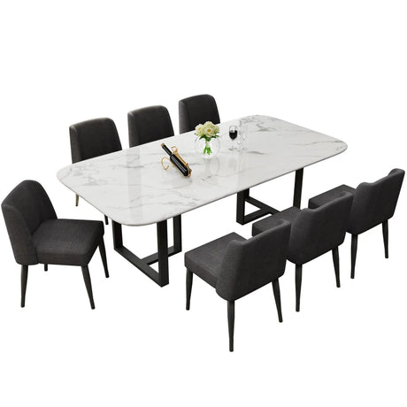 Luxury Stainless Steel Square Marble Dining Table Set Furniture Imported Modern Dining Room Chairs Dining Tables