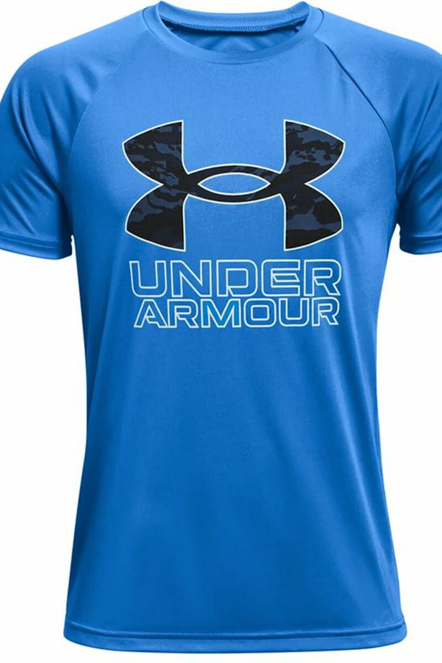 Children’S Short Sleeve T-Shirt Under Armour Tech Hybrid Blue-Under Armour-Urbanheer