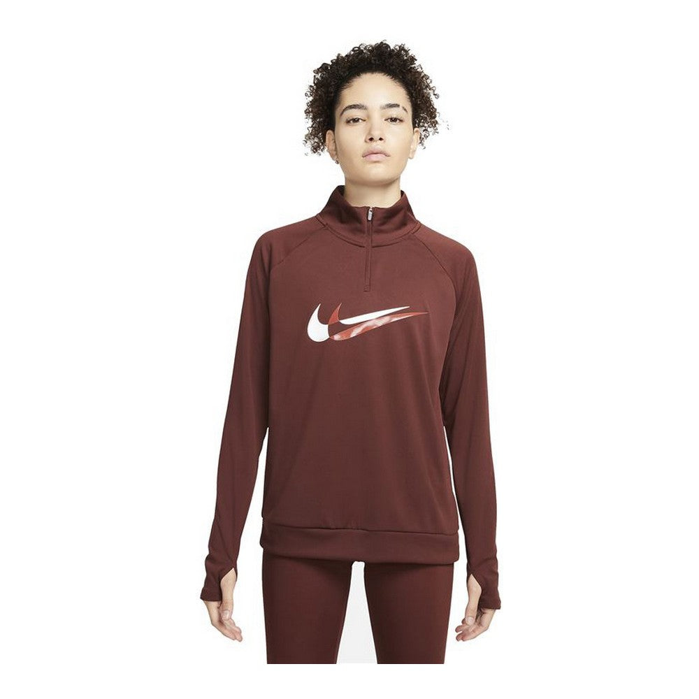 Women's long sleeve T-shirt Nike Dri-FIT Swoosh Run Brown