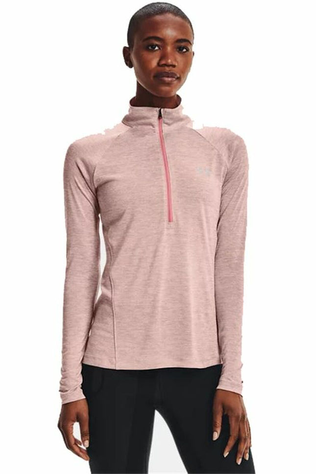 Women’S Short Sleeve T-Shirt Under Armour Tech 1/2 Zip Pink-Under Armour-Urbanheer