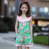 AnnLoren Little Big Girls Jumpsuit Shabby Chic Floral Spring Summer Romper Sizes 2/3T - 11/12