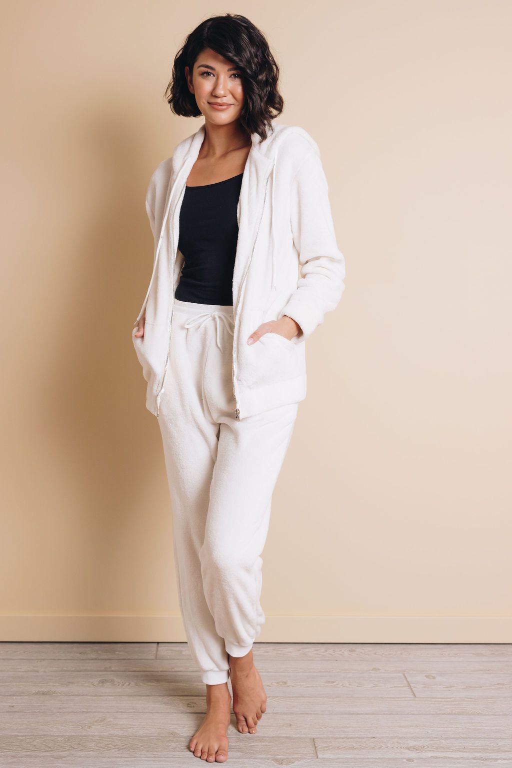 Oem On The Way Fleece Loungewear Set-UHXSW-WHITE-XL-Urbanheer