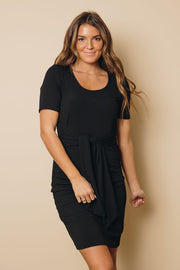 Kali Tie Front Dress-UHXSW-BLACK-SMALL-Urbanheer