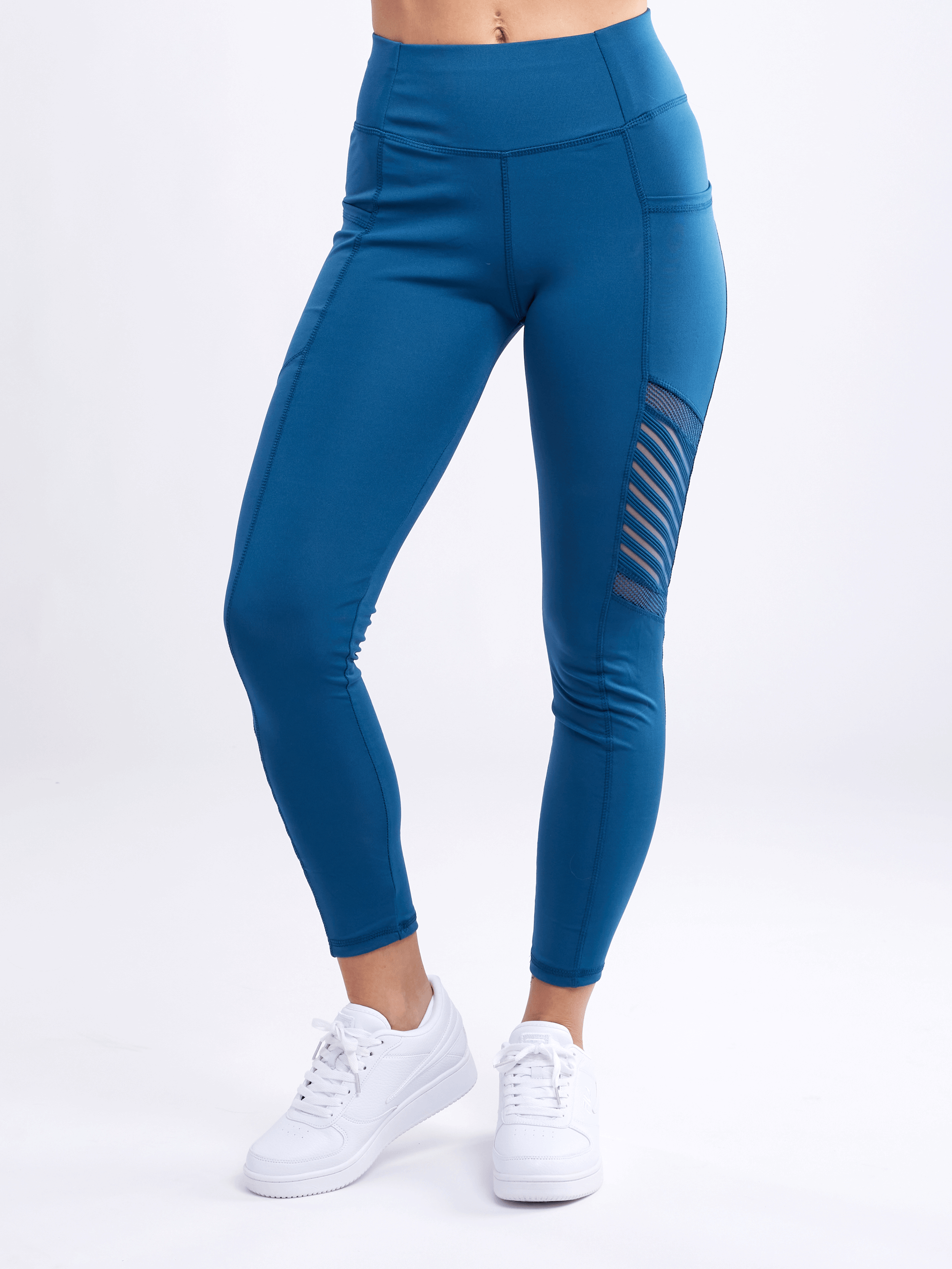 High-Waisted Pilates Leggings with Side Pockets & Mesh Panels-JupiterGear-Denim Blue-Small / Medium-Urbanheer