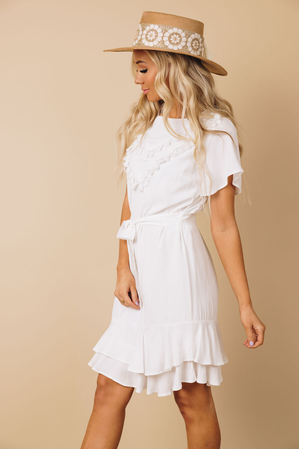 Let'S Dance Tassel Wrap Dress-UHXSW-WHITE-XL-Urbanheer