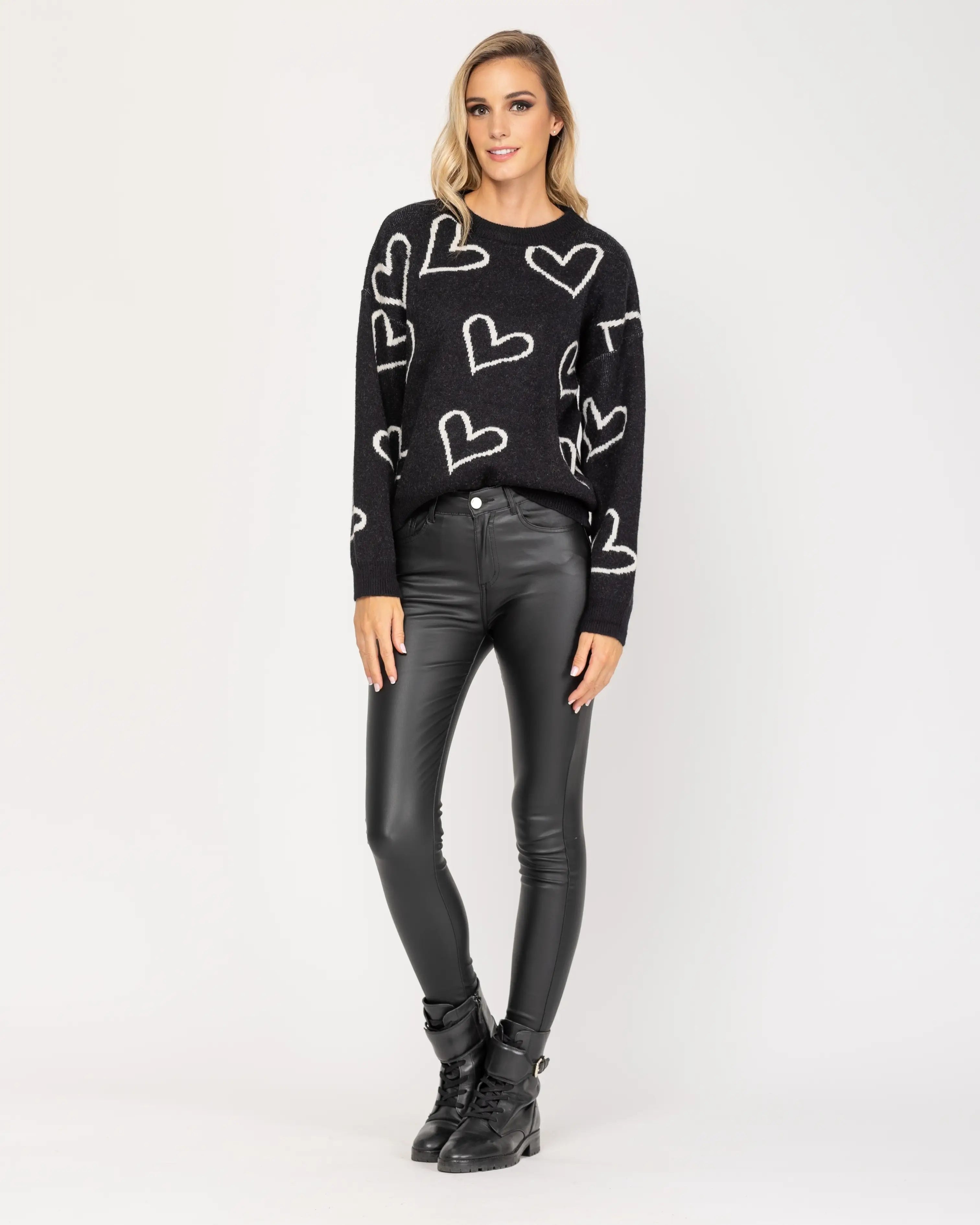 Knitted Sweater With Hearts.-Tantra-S-Urbanheer