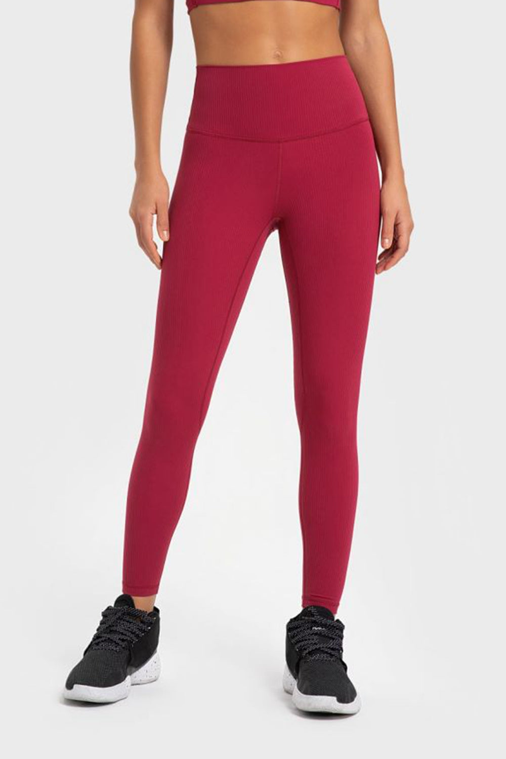 Highly Stretchy Wide Waistband Yoga Leggings-Street 360-Red-4-Urbanheer