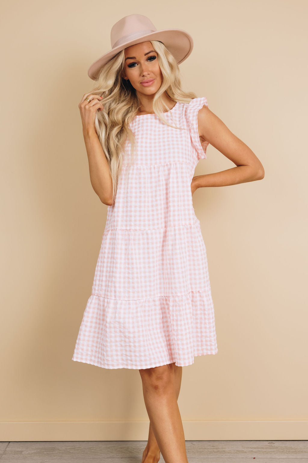 Scottsdale Plaid Ruffle Dress-UHXSW-KHAKI-SMALL-Urbanheer