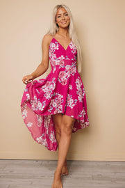 Candice Floral High -Low Dress-UHXSW-SMALL-Urbanheer