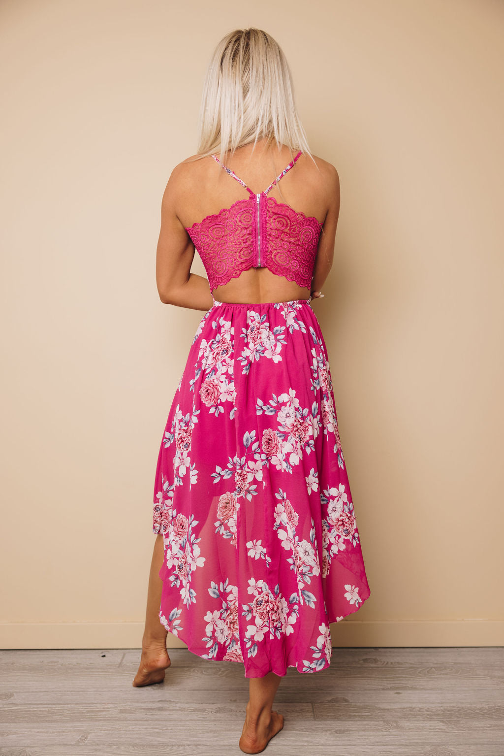 Candice Floral High -Low Dress-UHXSW-SMALL-Urbanheer