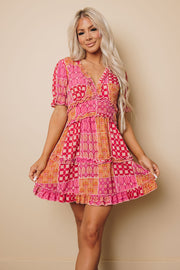 Willow Boho Pattern Mini Dress-UHXSW-MEDIUM-Urbanheer