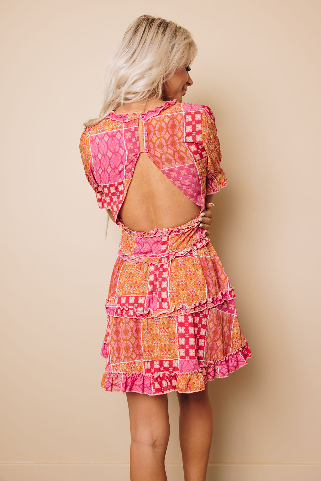 Willow Boho Pattern Mini Dress-UHXSW-MEDIUM-Urbanheer