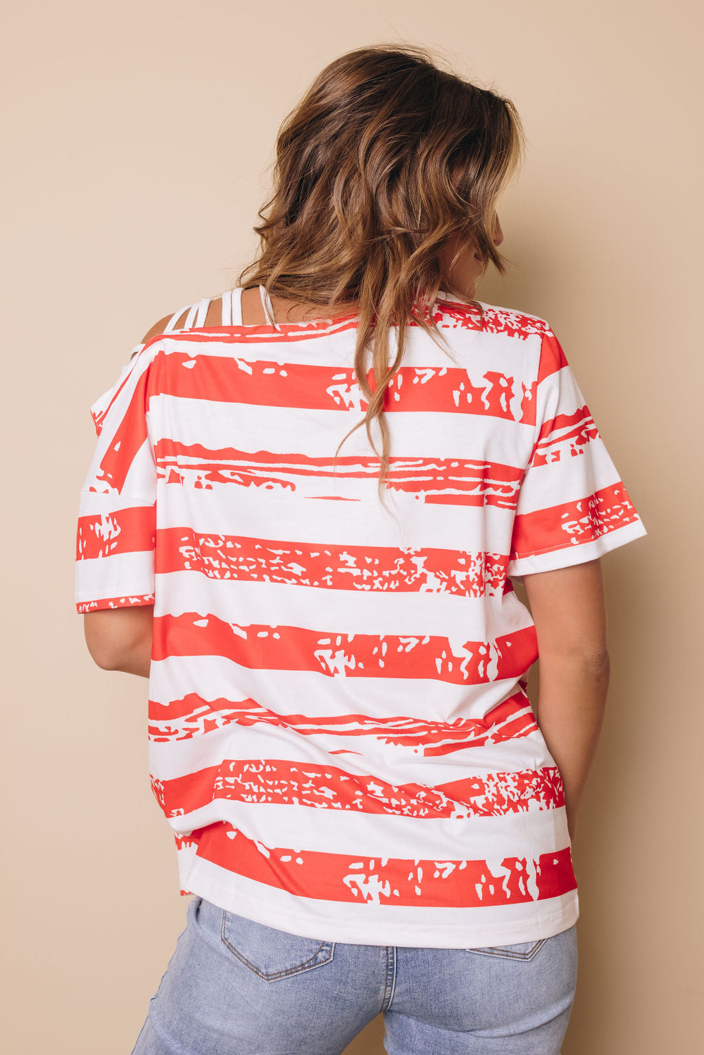 Sesaly American Flag Cold Shoulder Tee-UHXSW-SMALL-Urbanheer