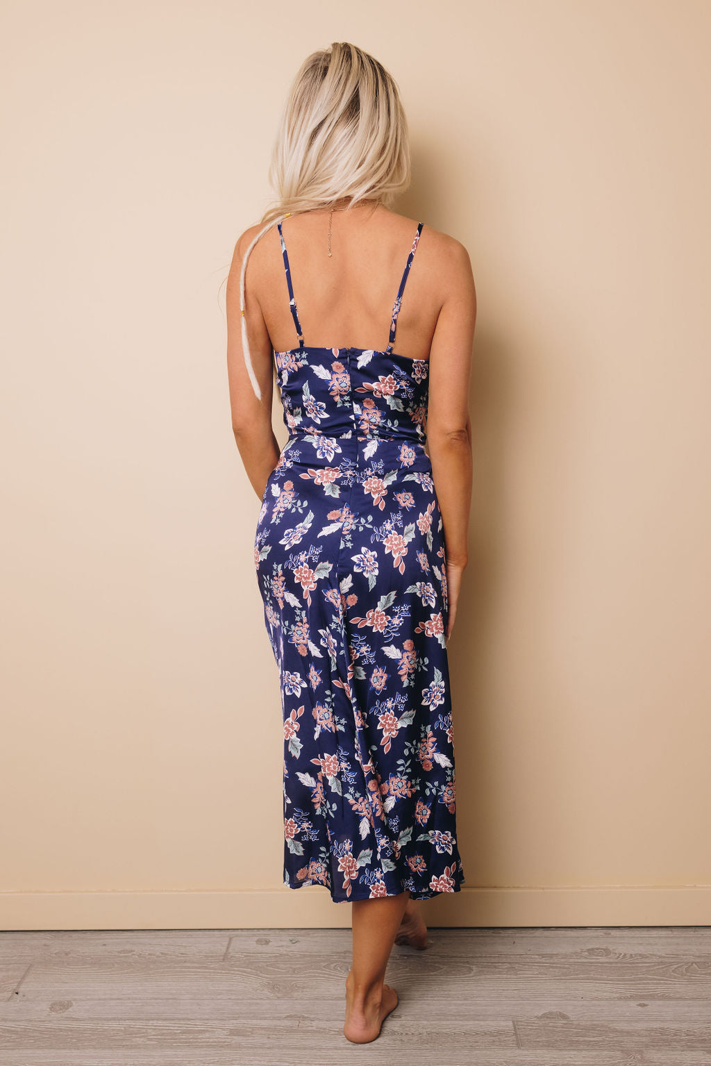 Shania Floral Bust Knot Long Dress-UHXSW-BLUE-SMALL-Urbanheer