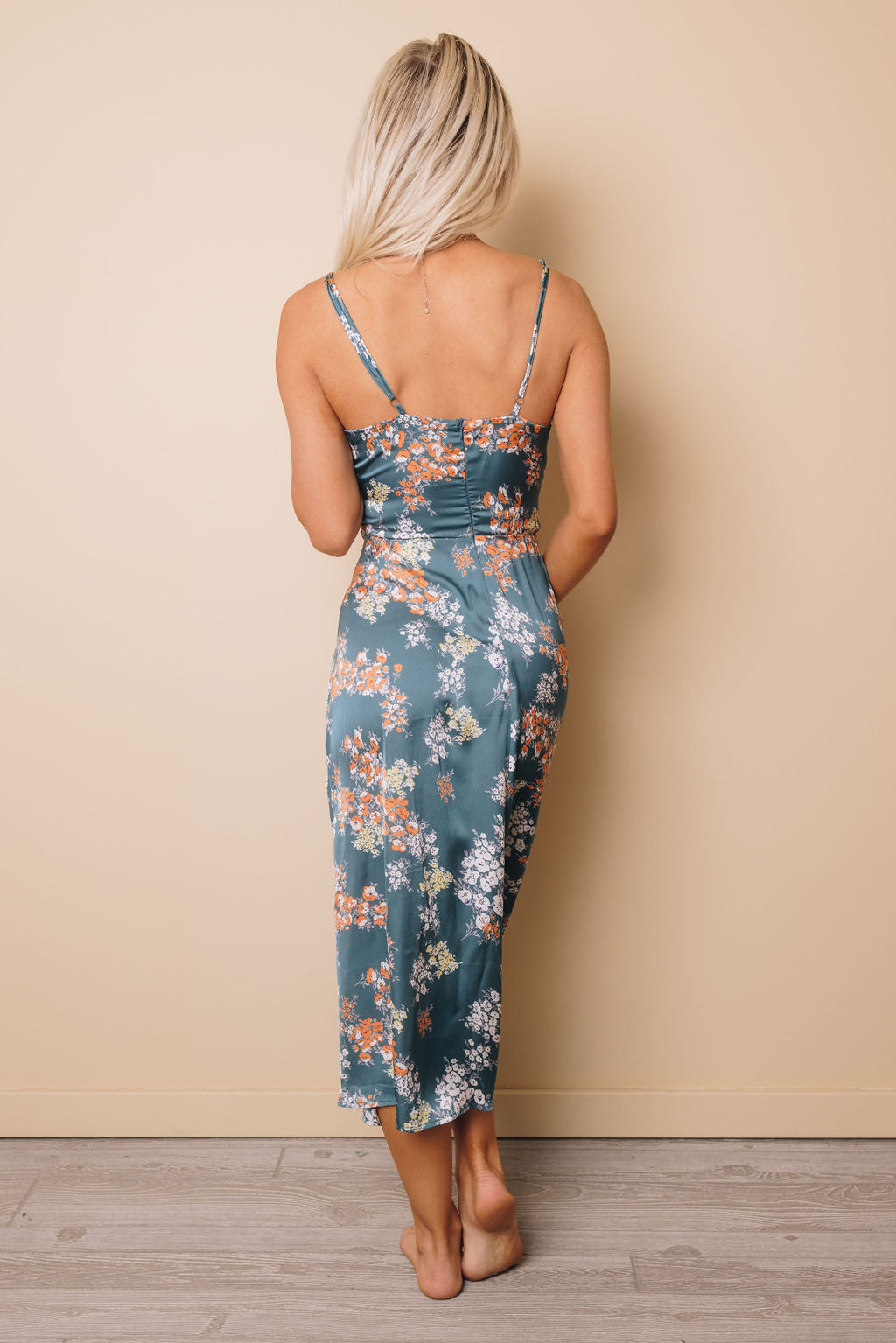 Shania Floral Bust Knot Long Dress-UHXSW-BLUE-SMALL-Urbanheer
