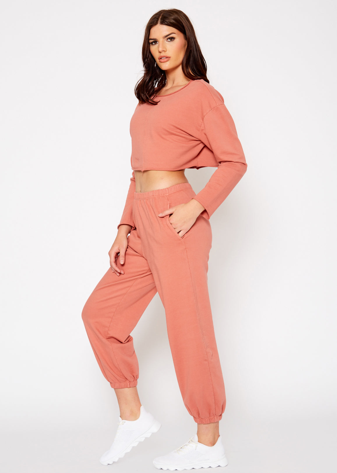 Cropped Scoop Neck Terry Sweatshirt In Rose-Lemon Hera-L-Urbanheer