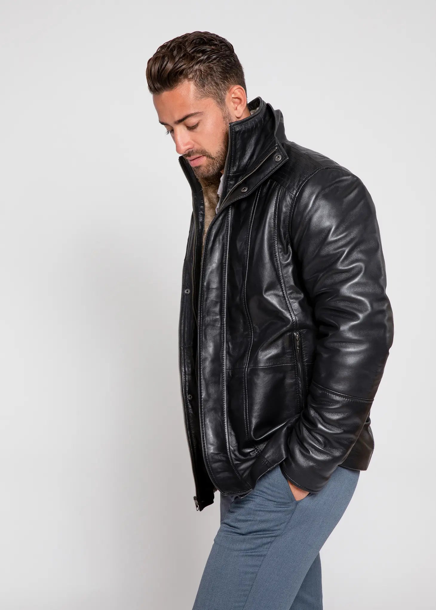 Men'S Tiberius Premium Lambskin Leather Coat With Fur-Clothing - Men-Fadcloset-XS-Urbanheer