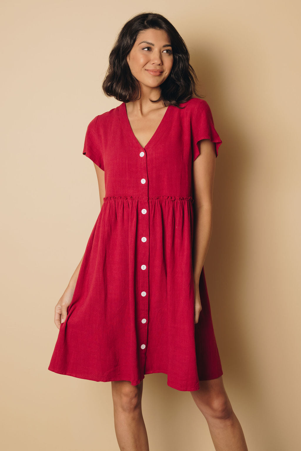 Josey Empire Waist Dress-UHXSW-WINE-SMALL-Urbanheer