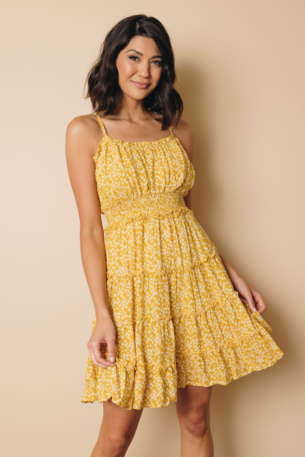 Kayson Ruffle Floral Dress-UHXSW-YELLOW-SMALL-Urbanheer