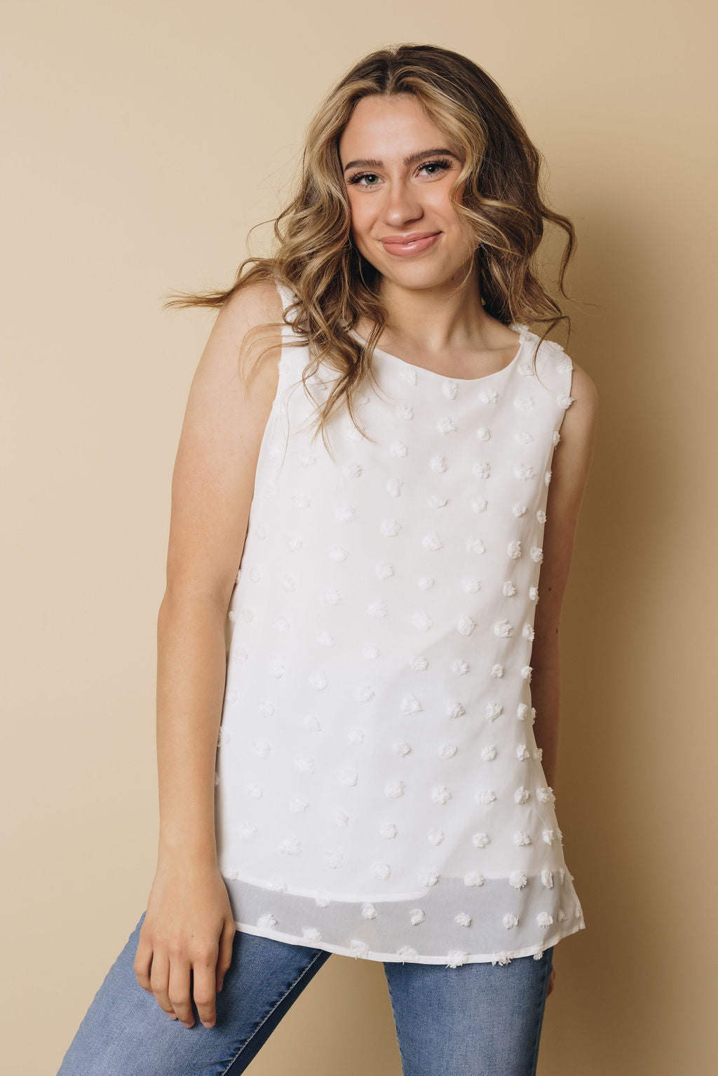 Maccy Swiss Dot Tank-UHXSW-WHITE-SMALL-Urbanheer