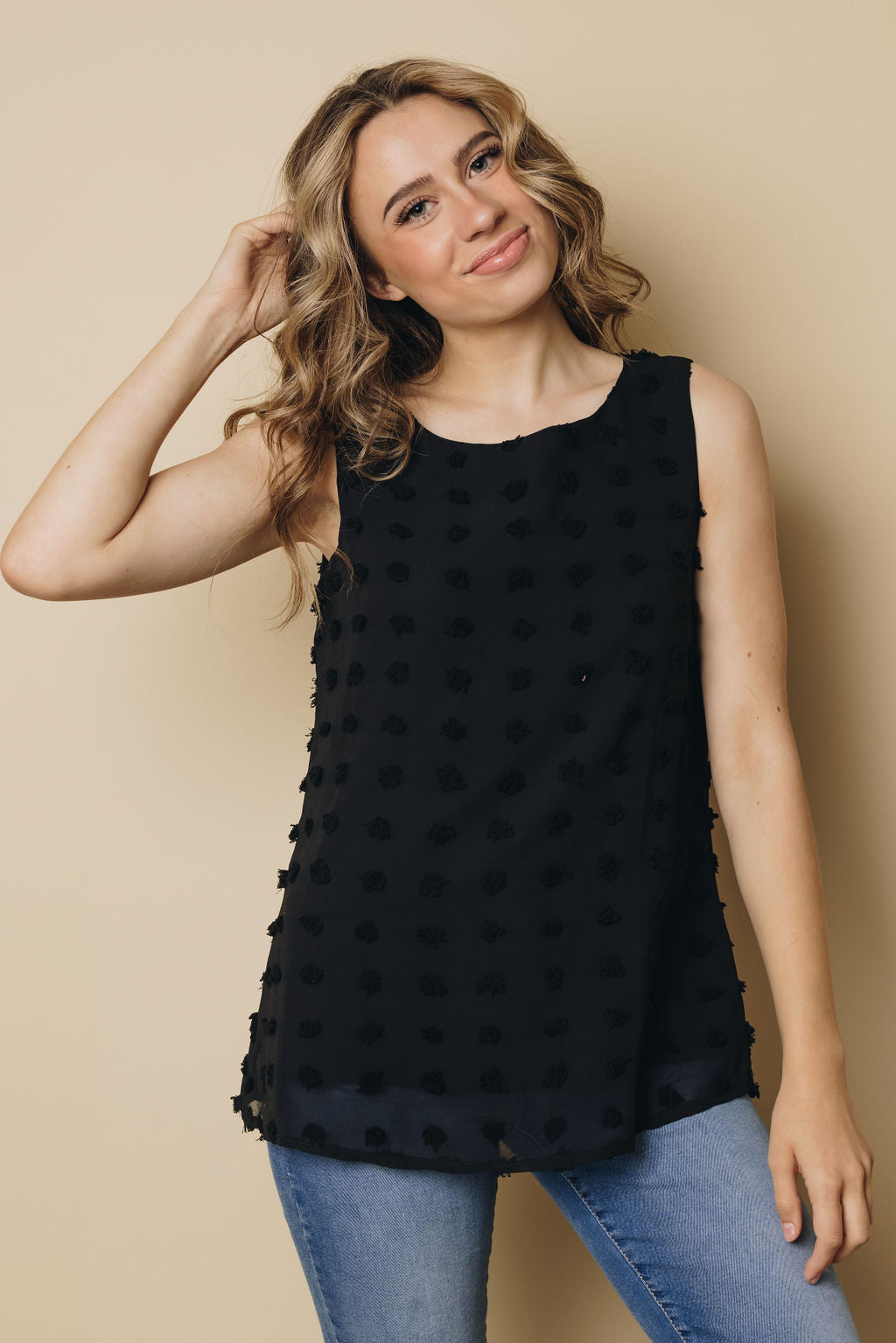 Maccy Swiss Dot Tank-UHXSW-BLACK-SMALL-Urbanheer