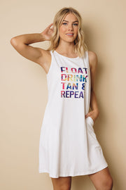 Float Drink Tan & Repeat Sleeveless Mini Dress-UHXSW-SMALL-Urbanheer