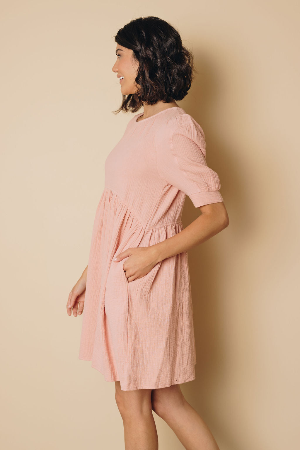 Gilbert Empire Waist Dress-UHXSW-PINK-SMALL-Urbanheer