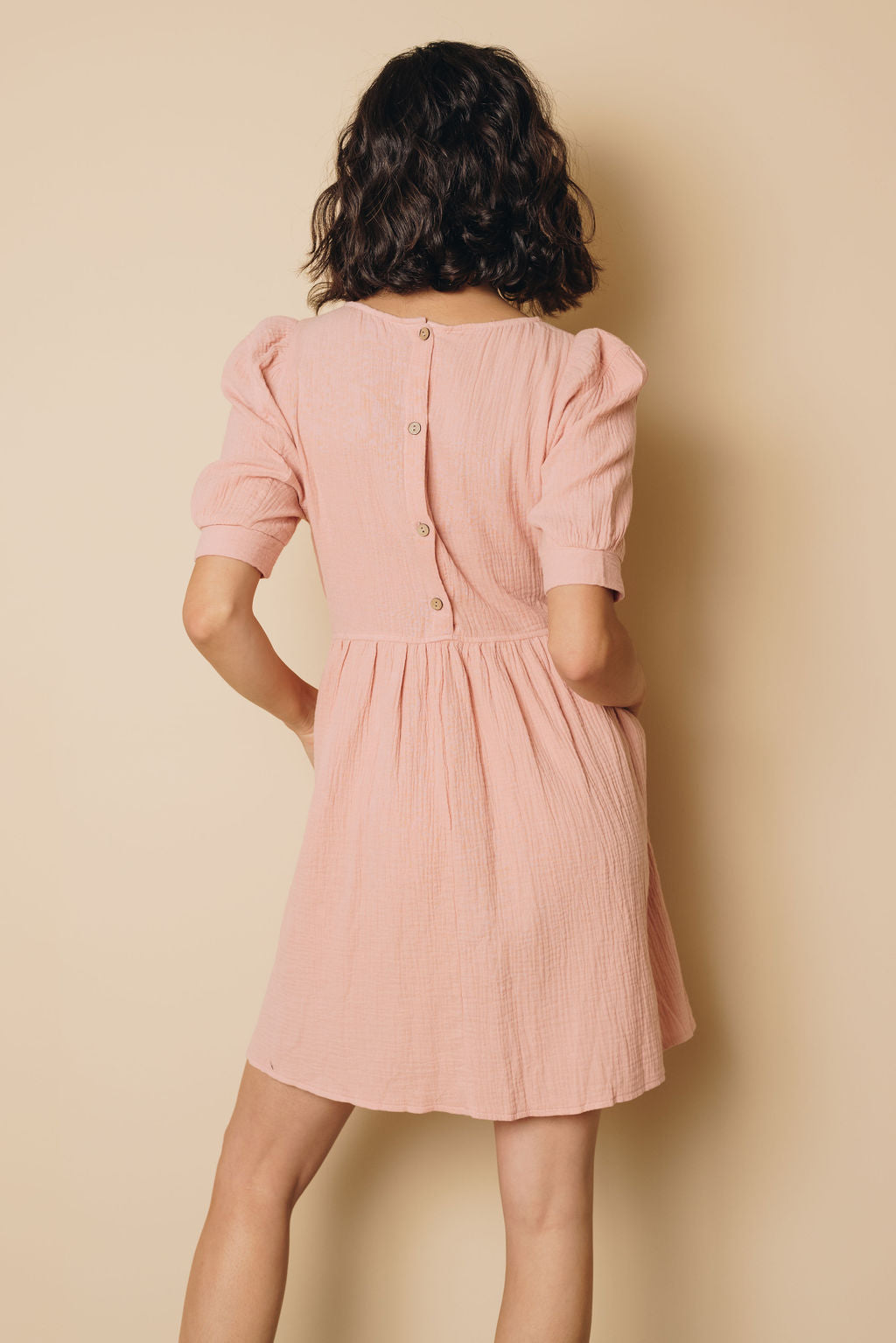 Gilbert Empire Waist Dress-UHXSW-PINK-SMALL-Urbanheer