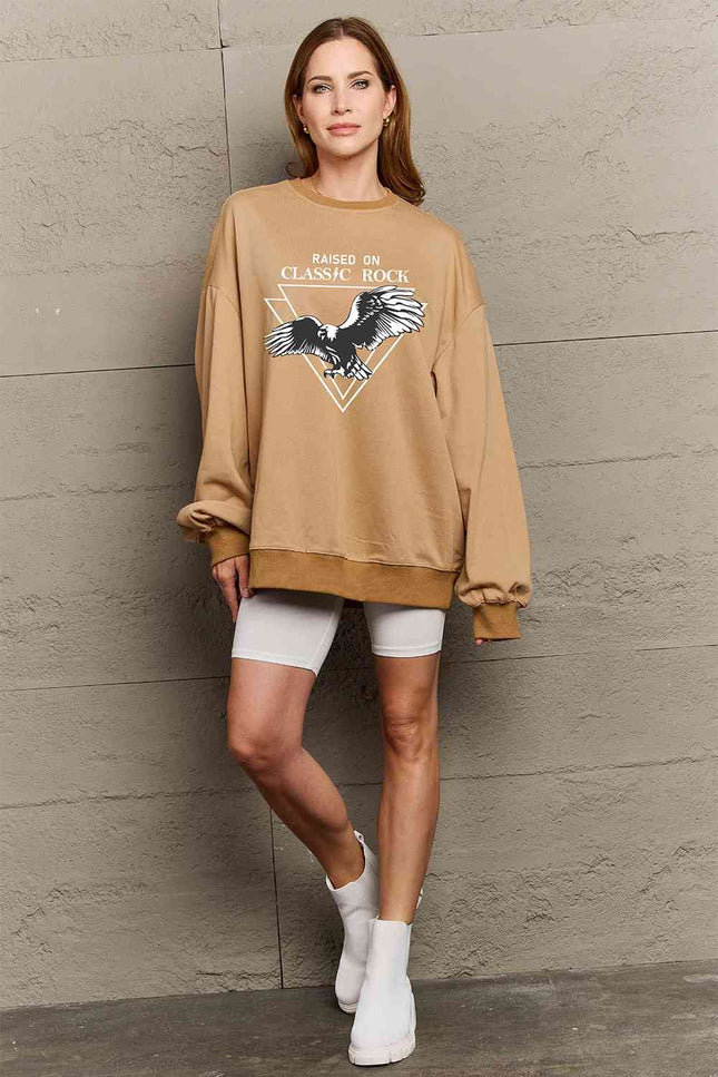 Simply Love Full Size Eagle Graphic Drop Shoulder Sweatshirt-UHX-Urbanheer