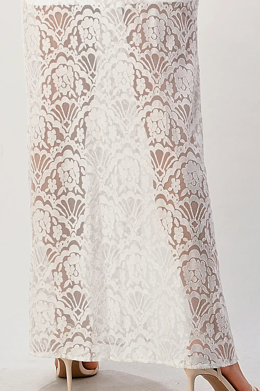 Front Slit Lace Maxi Dress - White-MILEY + MOLLY-S-White-Urbanheer