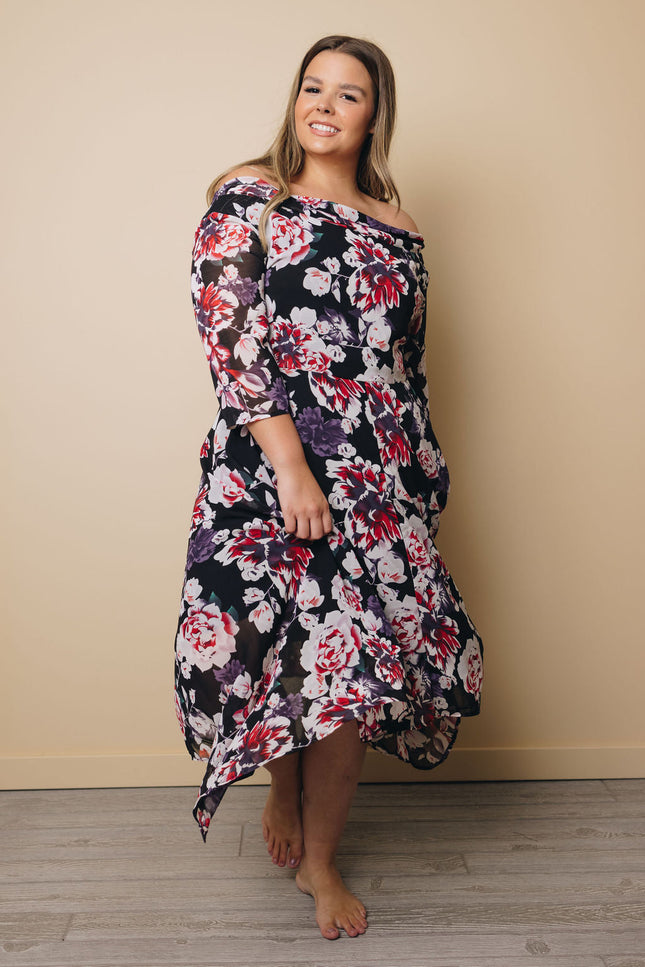 Plus Size - Bennett Floral Dress-UHXSW-BLACK-1X-Urbanheer