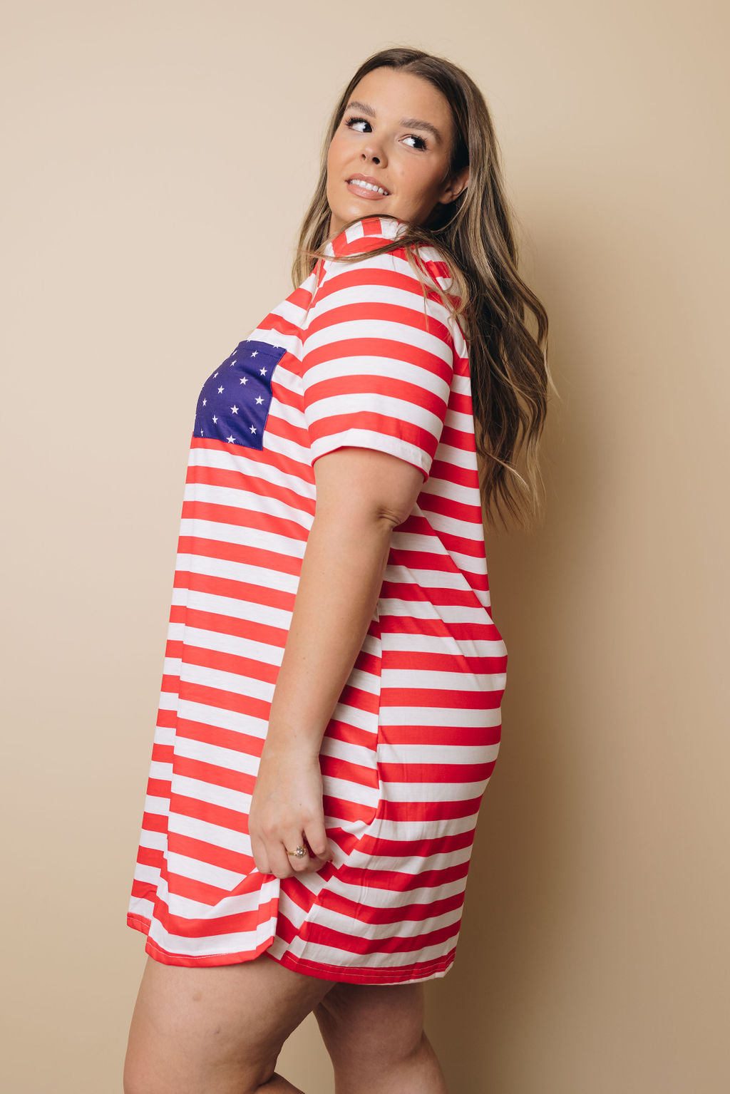 Plus Size - Stars & Stripes Midi Dress-UHXSW-1XL-Urbanheer