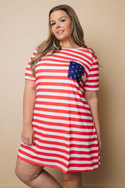 Plus Size - Stars & Stripes Midi Dress-UHXSW-1XL-Urbanheer