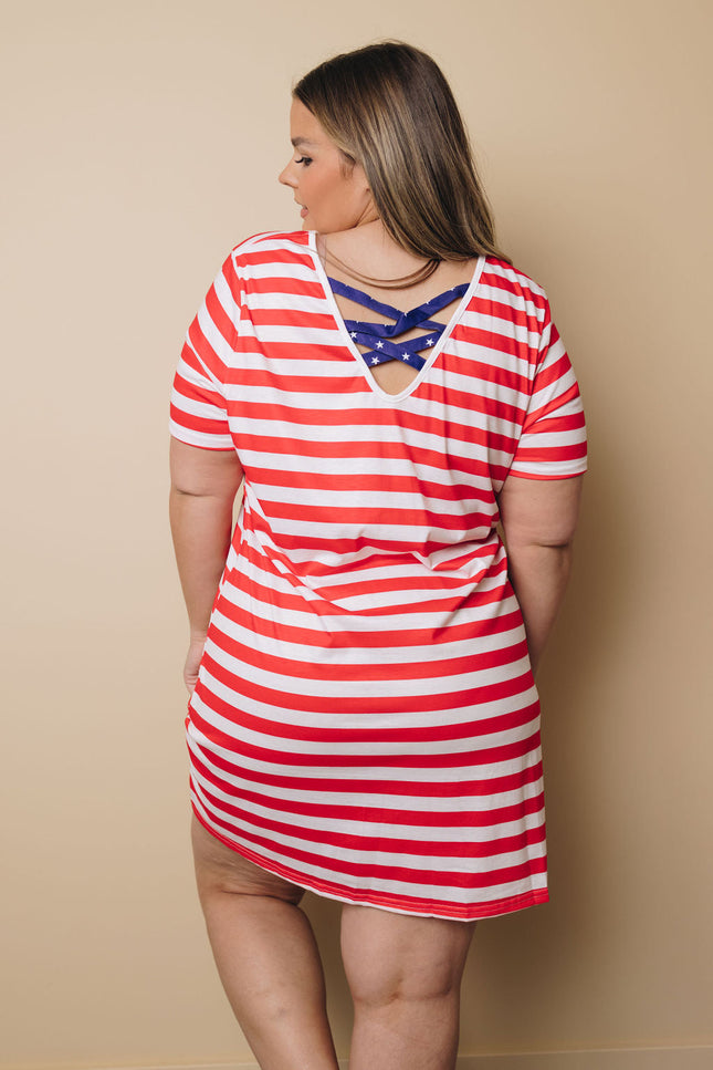 Plus Size - Stars & Stripes Midi Dress-UHXSW-Urbanheer