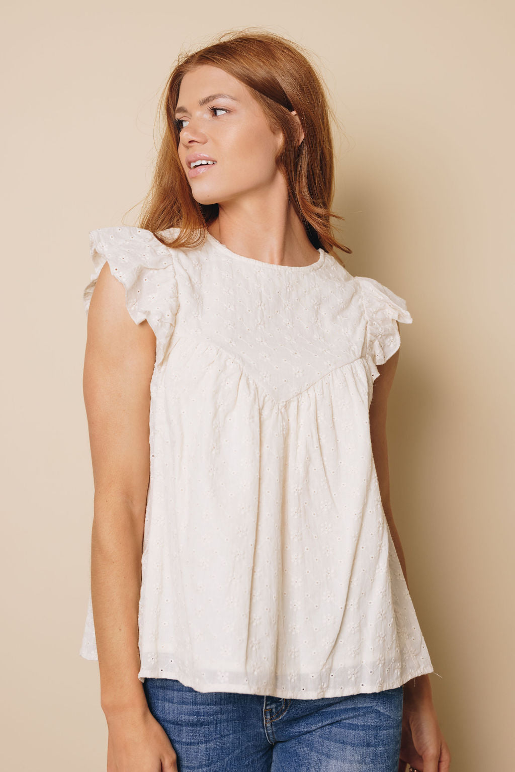 Sara Ruffled Flowy Top-UHXSW-APRCIOT-SMALL-Urbanheer