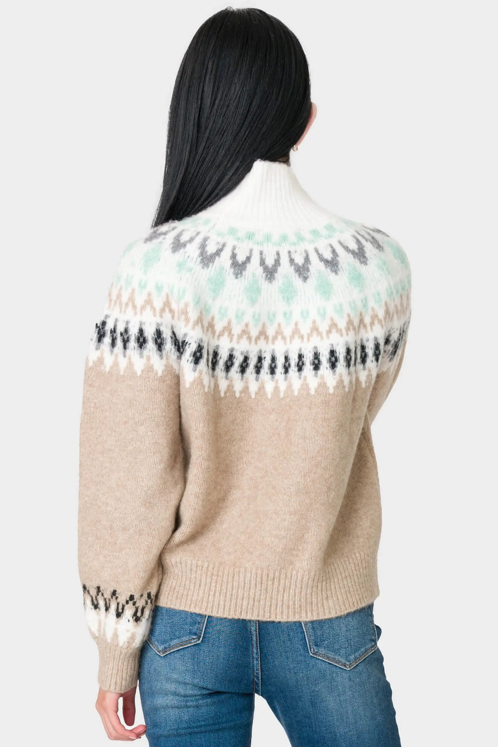 Mock Neck Fair Isle Sweater-Gibsonlook-XXS-Urbanheer