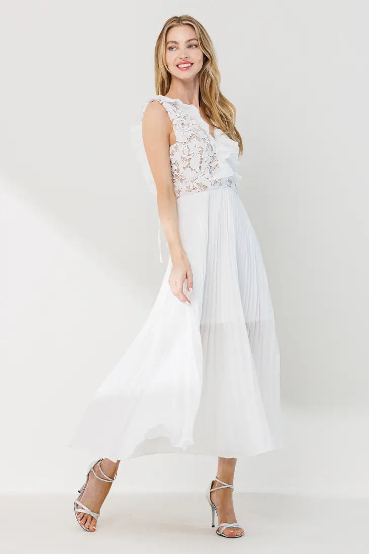 Pleat Detail Fabric Mix Midi Dress-Neon Blush-S-Urbanheer