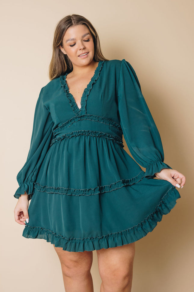 Rosie Ruffle Dress - Includes Plus Size.-Stay Warm in Style-BLACK-XL-Urbanheer