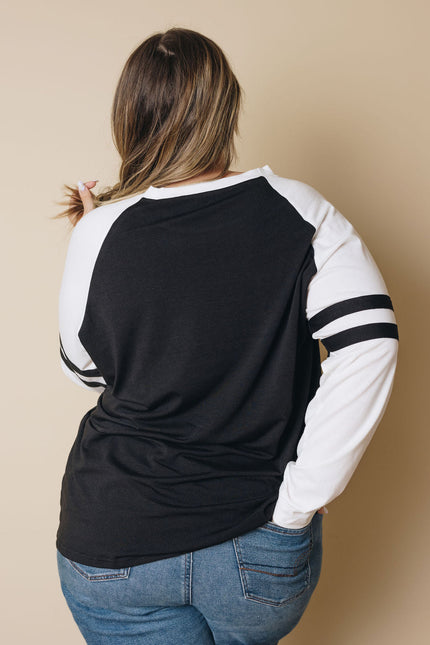 Plus Size - Brandi Striped Sleeve Top-Stay Warm in Style-Urbanheer
