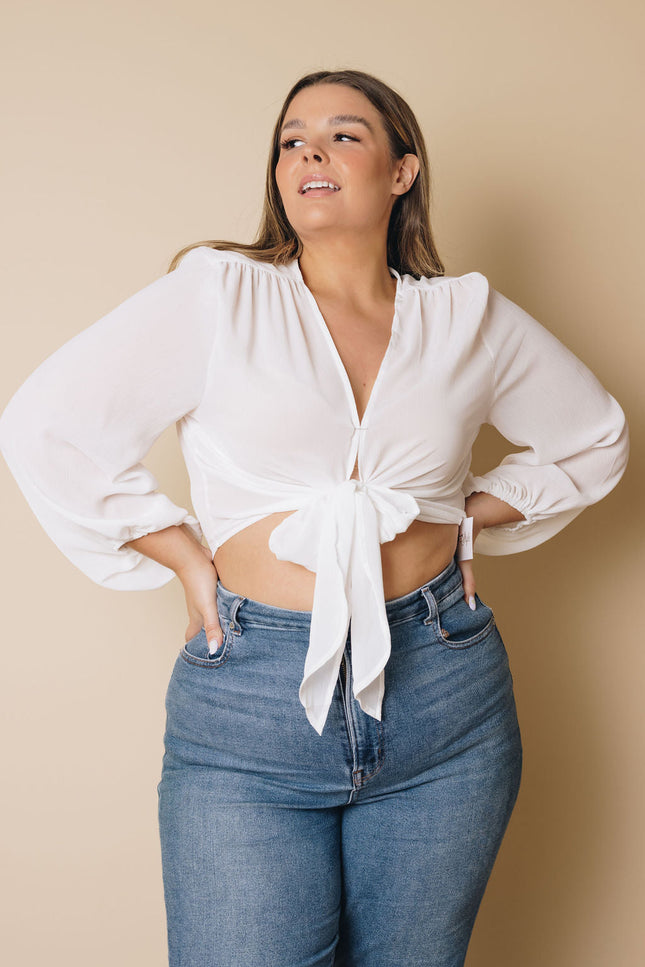 Plus Size - Gaines Wrap Top-Stay Warm in Style-WHITE-1X-Urbanheer