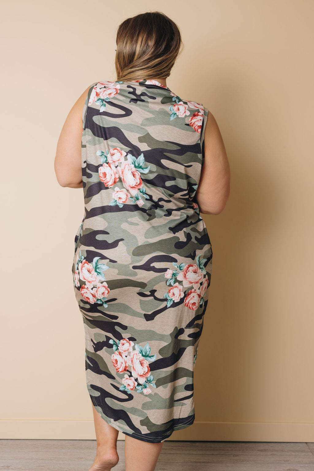 Plus Size - Camo Floral Dress-UHXSW-1X-Urbanheer