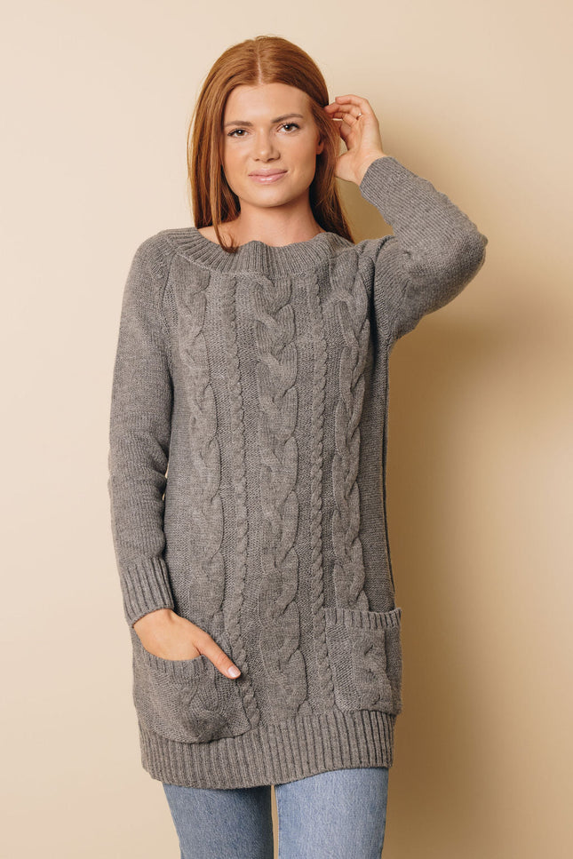 Goldy Off-Shoulder Sweater Dress-Stay Warm in Style-GRAY-SMALL-Urbanheer