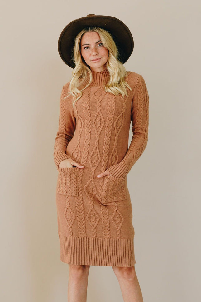 Falling Into Fall Sweater Dress-Stay Warm in Style-Brown-S-Urbanheer