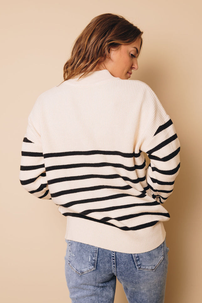 Zara Striped Zipper Sweater-Stay Warm in Style-Urbanheer