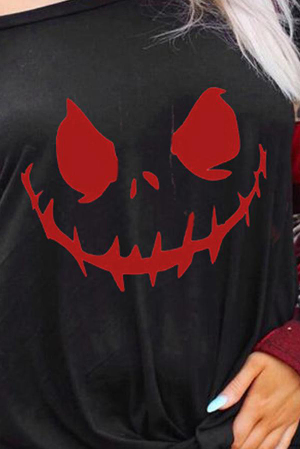 Black Halloween Leopard-printed-plaid-splicing-blouse-black-UHXC-Black-(US 4-6)S-Urbanheer