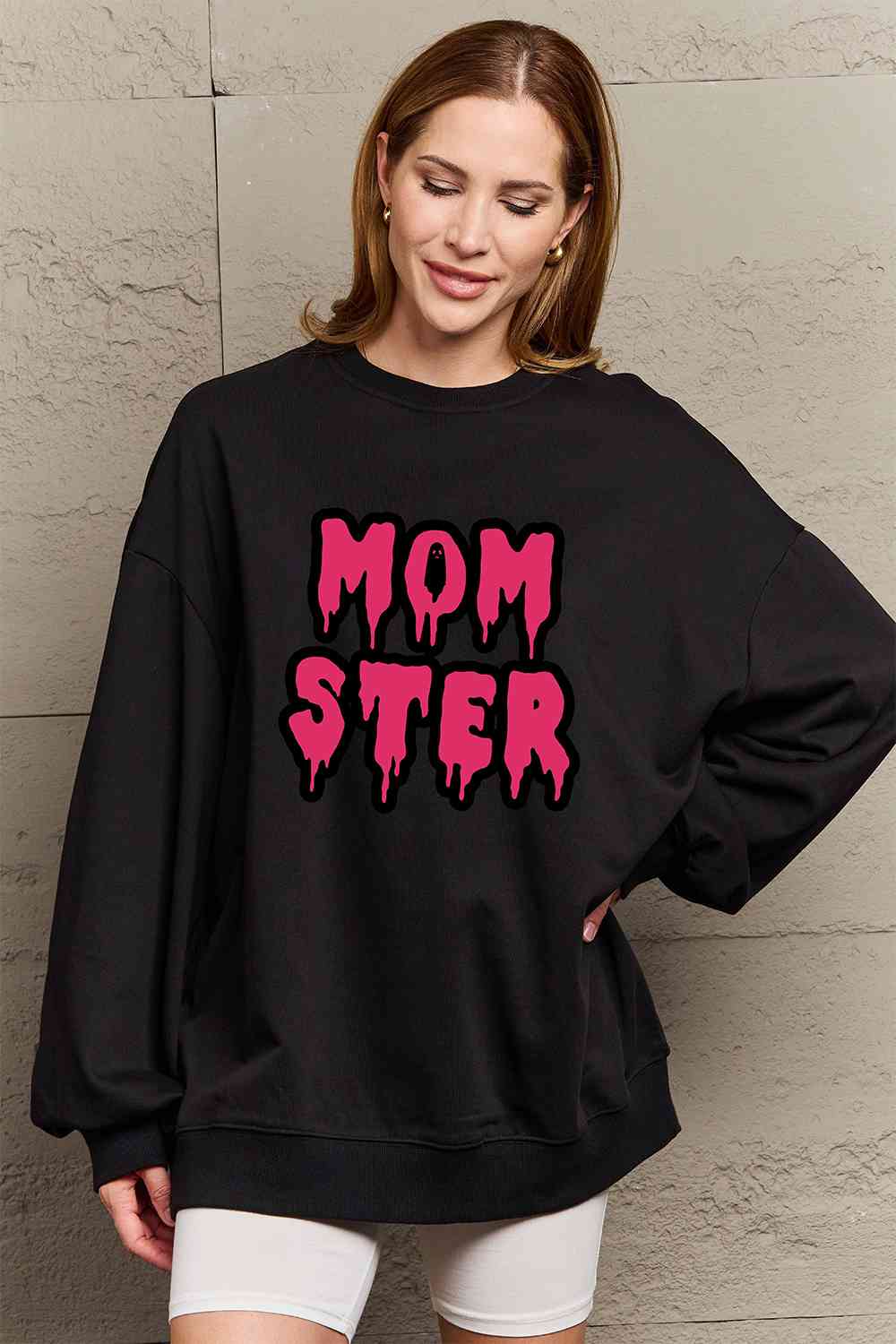 Simply Love Full Size Mom Ster Graphic Sweatshirt-Street 360-Black-S-Urbanheer
