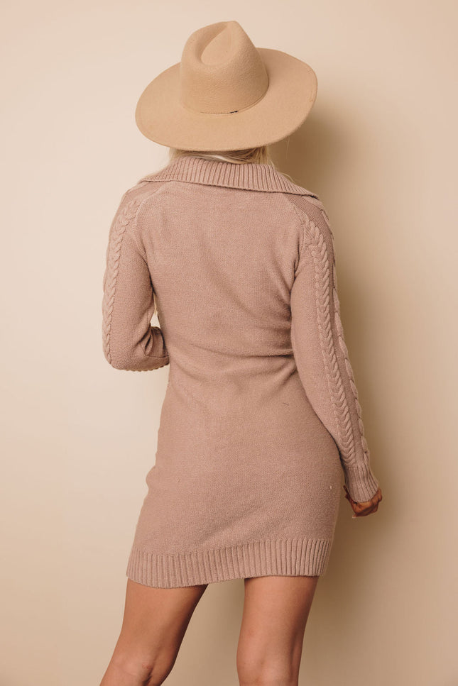 Bella Cable Knit Sweater Dress-Stay Warm in Style-Urbanheer